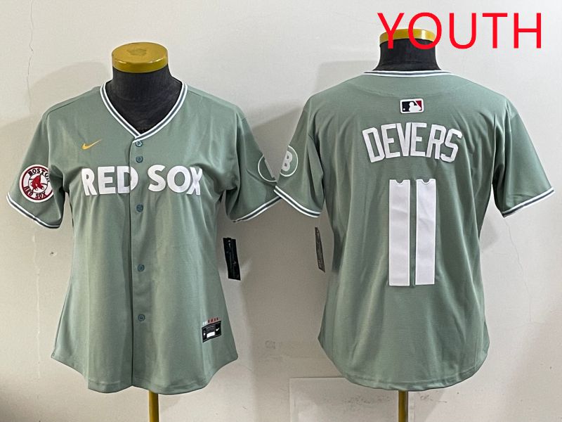 Youth 2025 Boston Red Sox 11 Devers Light Green Joint Name Nike MLB Jersey style 13